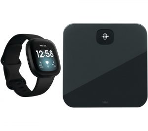 fitbit versa 3 and airia air smart scale bundle